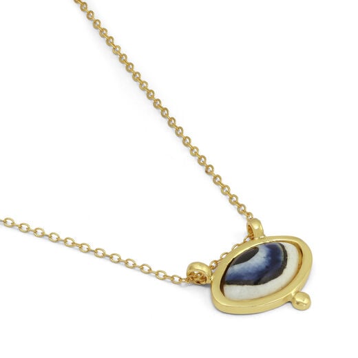 Porcelain evil eye pendant necklace by Ottoman Hands